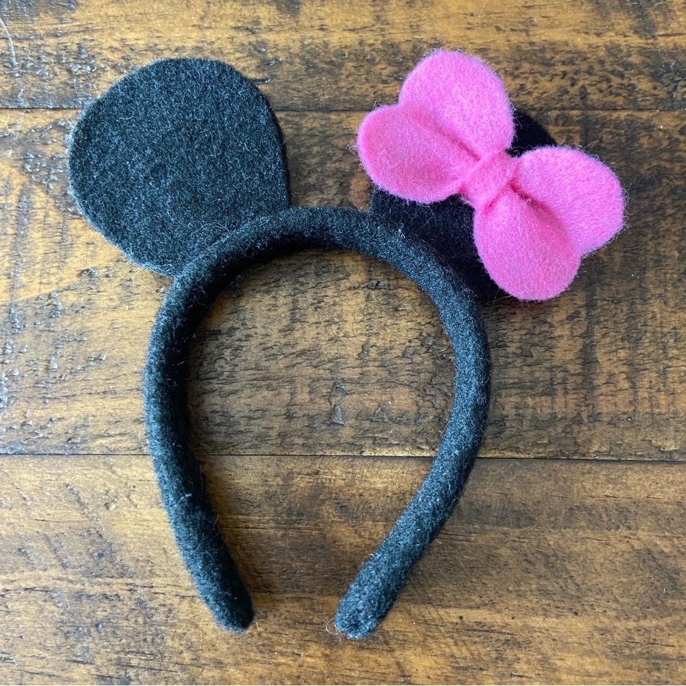 Minnie Ears Black Headband with Pink Bow for 18” Doll